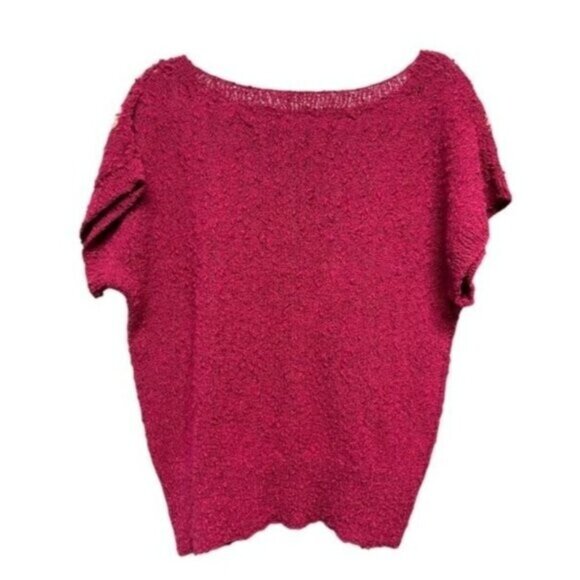 Vintage 80s Pink Stretch Knit Oversized Short Sleeve Tee Women's Size M/L - Picture 2 of 4